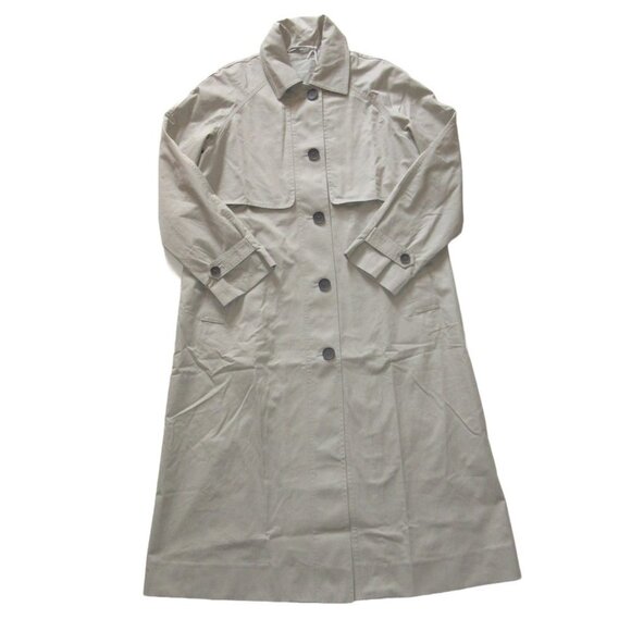 Everlane Jackets & Blazers - NWT Everlane The Long Mac Coat in Stone Light Khaki Twill Cotton Maxi Trench